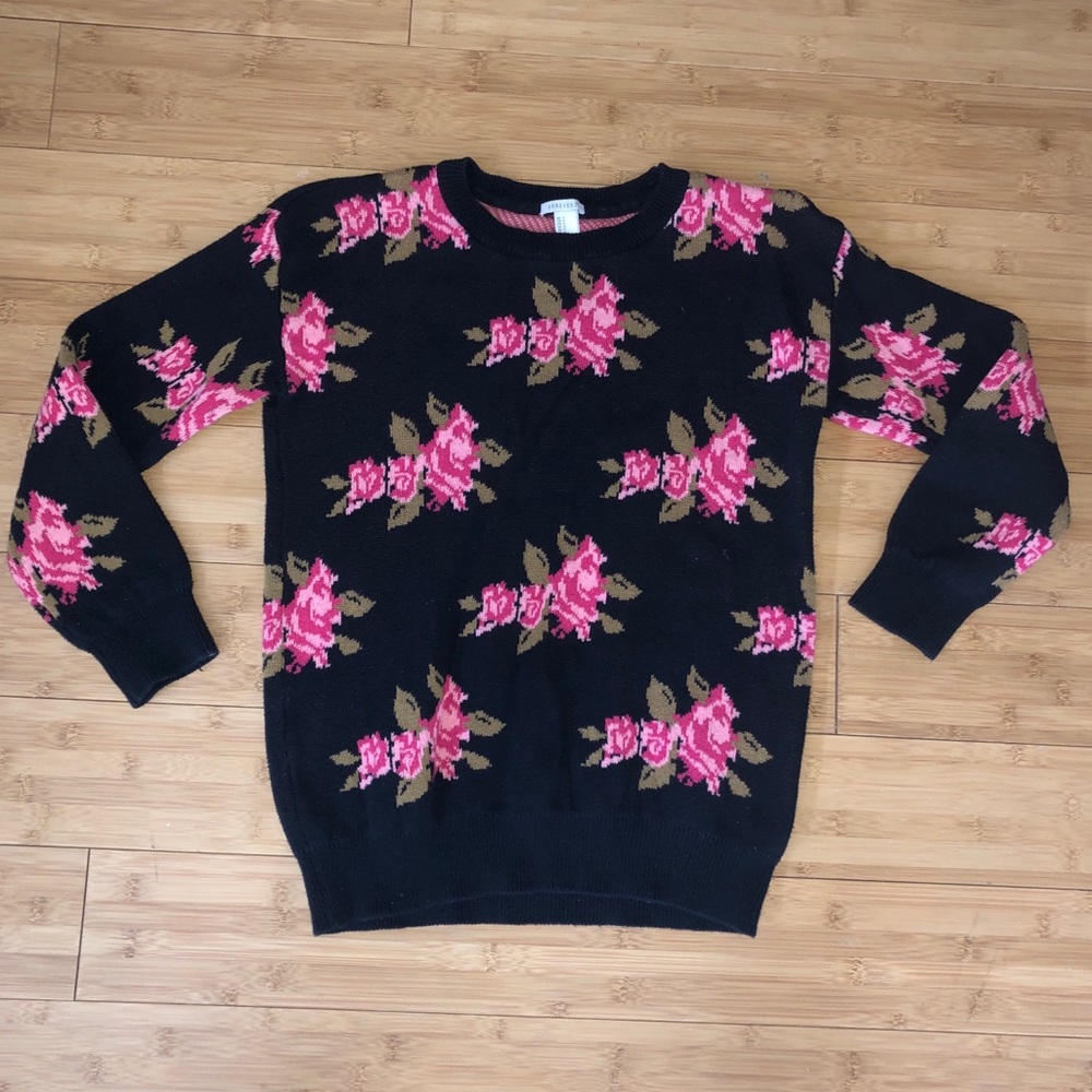 Navy Floral Longsleeve Sweater